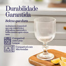 Jogo com 6 Taças de Vidro Canelado 380ml Design Elegante