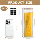 Frascos de vidro para armazenamento de alimentos com tampas (680 g/1,048 g/1,417 g), conjunto quadrado de 6, recipientes de armazenamento de vidro transparente para alimentos com tampa de bambu