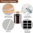 Frascos de vidro para alimentos com tampas, recipientes de armazenamento de vidro de 900 ml com tampas herméticas de bambu - 02 unidades