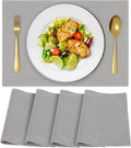 Cloth Placemats, Set of 4 Heat-Resistant Cotton Linen Blend Double Layered Machine Washable Place Mats, Wrinkle Free Thick Fabric Dining Table Mats for Indoors & Outdoors (Navy Blue, 4)
