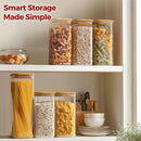 Frascos de armazenamento de vidro com tampa de bambu