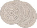 SHACOS Round Braided Placemats Set of 4 Round Table Mats for Dining Tables 15 inch Washable Kitchen Table Place Mats Indoor (Beige, 4)