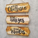 PLACA BOM CHURRASCO, BONS AMIGOS, BOAS RISADAS - 29x52cm