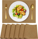 Cloth Placemats, Set of 4 Heat-Resistant Cotton Linen Blend Double Layered Machine Washable Place Mats, Wrinkle Free Thick Fabric Dining Table Mats for Indoors & Outdoors (Navy Blue, 4)