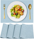 Cloth Placemats, Set of 4 Heat-Resistant Cotton Linen Blend Double Layered Machine Washable Place Mats, Wrinkle Free Thick Fabric Dining Table Mats for Indoors & Outdoors (Navy Blue, 4)