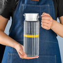 Jarra de Vidro 1 Litro com Tampa Design Listrado Elegante e Resistente para Sucos Água e Bebidas Geladas Premium