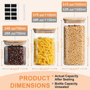 Frascos de vidro para armazenamento de alimentos com tampas (680 g/1,048 g/1,417 g), conjunto quadrado de 6, recipientes de armazenamento de vidro transparente para alimentos com tampa de bambu