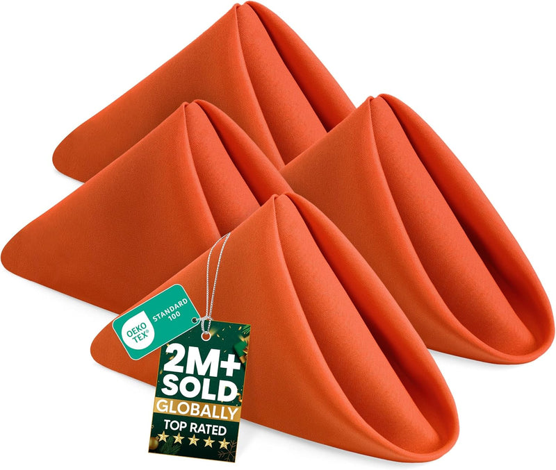 Utopia Home [24 Pack, Orange] Cloth Napkins 17x17 Inches, 100% Polyester Hemmed Edges, Washable and Reusable Ideal for Halloween, Thanksgiving, Parties, Weddings and Dinners