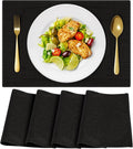 Cloth Placemats, Set of 4 Heat-Resistant Cotton Linen Blend Double Layered Machine Washable Place Mats, Wrinkle Free Thick Fabric Dining Table Mats for Indoors & Outdoors (Navy Blue, 4)
