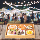 3 Pack Bamboo Serving Trays with Handles, Rectangular Kitchen Food Tray for Eating, Dinner Trays for Eating on Couch, Wood Serving Platter for Breakfast, Tea, Bar, Restaurant, Party or Bed (Beige)