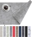 Homaxy Faux Leather Heat Resistant Placemats for Dining Table Set of 6, Waterproof Wipeable Washable PU Table Mats, Easy to Clean Anti-Slip Place Mats, 11.8" x 17", Light Grey