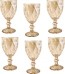 Jogo 6 Taças Diamond Bico De Jaca Dourado A gua Vinho 300ml