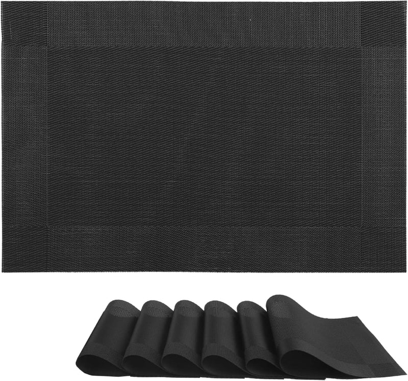 Kit 6 Peças Jogo Americano Retangular 30x45 cm – Lavável, Resistente e Elegante para Mesa Posta – Ideal para Jantar, Almoço e Café (Cinza)