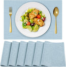 Cloth Placemats, Set of 4 Heat-Resistant Cotton Linen Blend Double Layered Machine Washable Place Mats, Wrinkle Free Thick Fabric Dining Table Mats for Indoors & Outdoors (Navy Blue, 4)