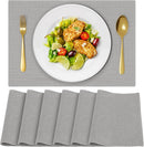 Cloth Placemats, Set of 4 Heat-Resistant Cotton Linen Blend Double Layered Machine Washable Place Mats, Wrinkle Free Thick Fabric Dining Table Mats for Indoors & Outdoors (Navy Blue, 4)