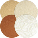 Kochorie Set of 4 Round Woven Cotton Placemats, 13 Inch Boho Table Mats for Kitchen and Dining Table, Farmhouse Heat Resistant Washable Trivets, Fall Thanksgiving Christmas Décor (Mixed Brown)