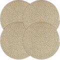 Kochorie Set of 4 Round Woven Cotton Placemats, 13 Inch Boho Table Mats for Kitchen and Dining Table, Farmhouse Heat Resistant Washable Trivets, Fall Thanksgiving Christmas Décor (Mixed Brown)