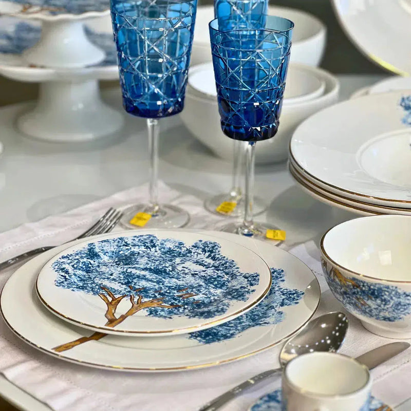 Aparelho de Jantar Cerâmica Ypê Azul - Serve 06 pessoas