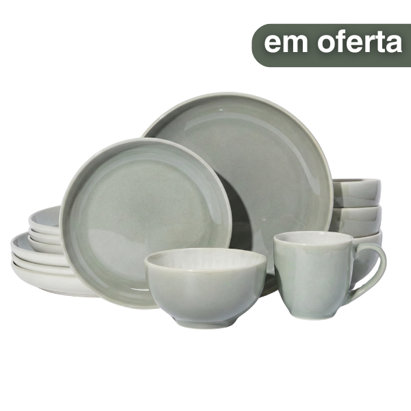 Aparelho de Jantar Verde Olívia - Serve 06 pessoas