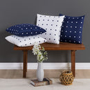 Kit 4 Capas De Almofadas Decorativas para Sofá 45x45cm 200 Fios Estampadas Petit Poá Marinho