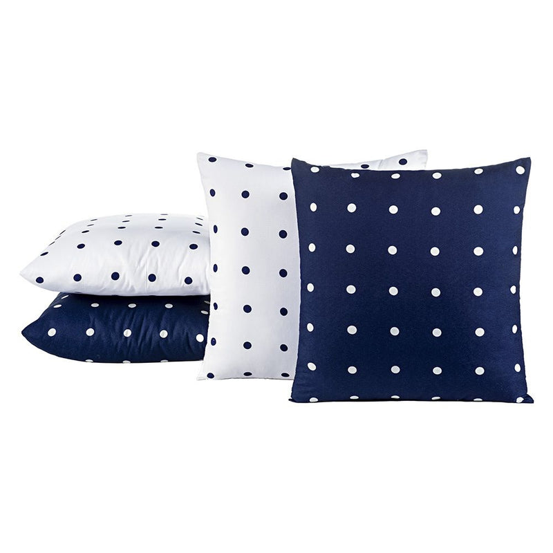 Kit 4 Capas De Almofadas Decorativas para Sofá 45x45cm 200 Fios Estampadas Petit Poá Marinho