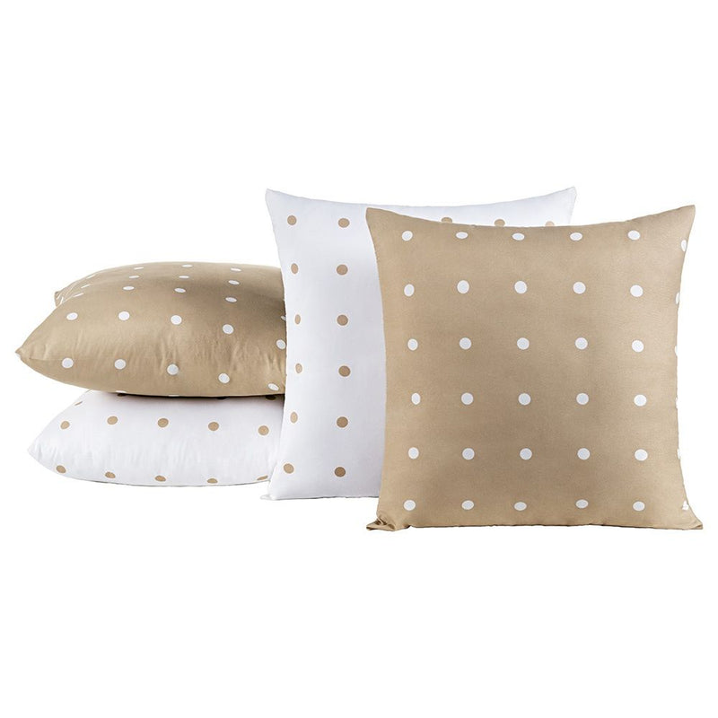 Kit 4 Almofadas Cheias Decorativas para Sofá 45x45cm 200 Fios Estampadas Petit Poá Cáqui